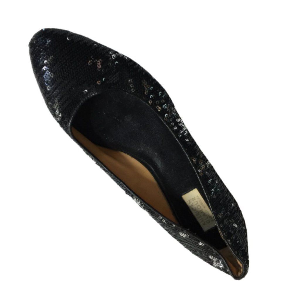BADGLEY MISCHKA Black Sequin Flat Loafer 10 **RIGHT SHOE **